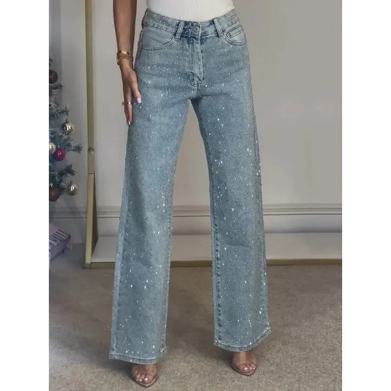 Women's Diamond Straight-Leg High-Waist Jeans