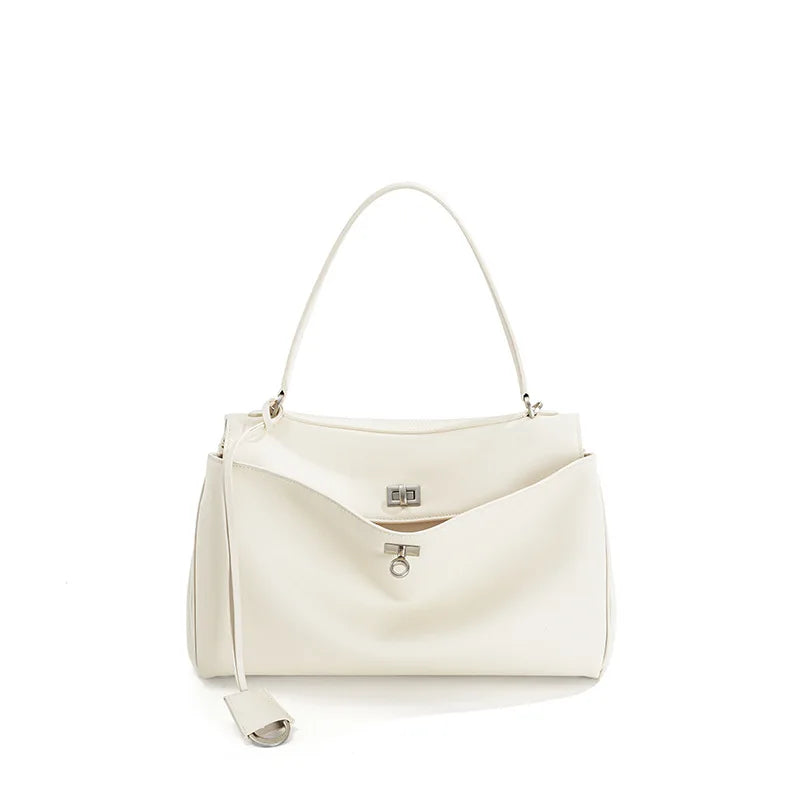 Large Capacity Women's Leather Handbag High-End Single Shoulder Crossbody Tote for Commuting