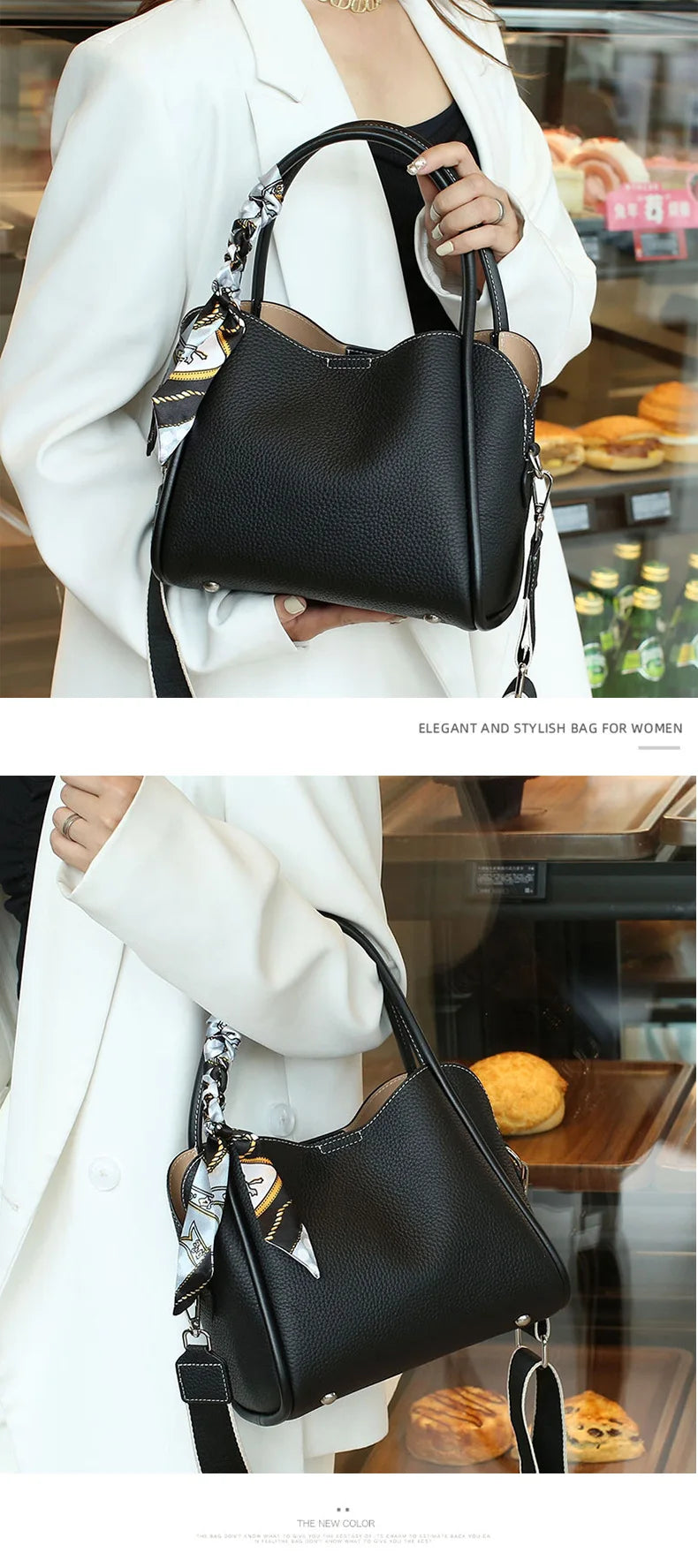 YANATARI Female Genuine Cow Leather Bag for Women Bag Blue Handbag New Crossbody Bucket Bag Luxury Shoulder Bag Tote Bag Medium