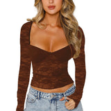 Floral Lace Long Sleeve Crop Top