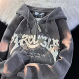 Harajuku Y2K Embroidered Zip-Up Hoodie