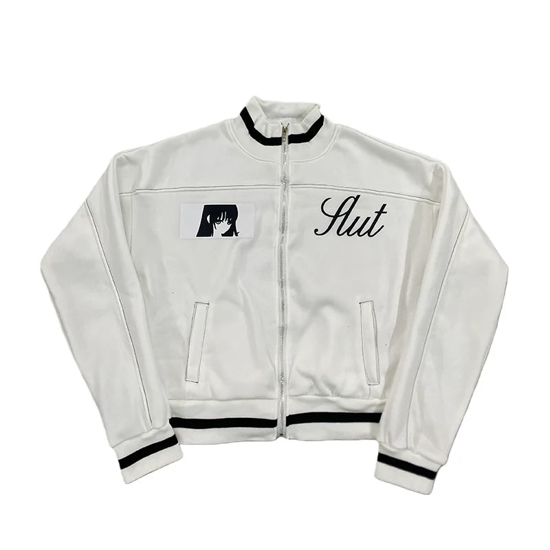 Korean Cartoon Baseball Jacket – Girls Kawaii Zip-Up