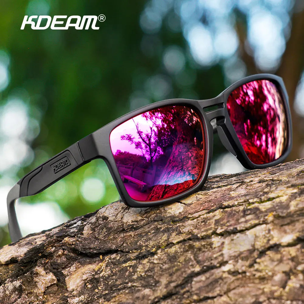 KDEAM New Polarized & Photochromic Sunglasses Unisex Size Square TR90 Sun Glasses For Fishing Golfing Driving Jogging