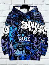 European and American Men's Autumn Gothic Letter Graffiti Print Soft and Comfortable Hooded Sweatshirt Outdoor Street Top