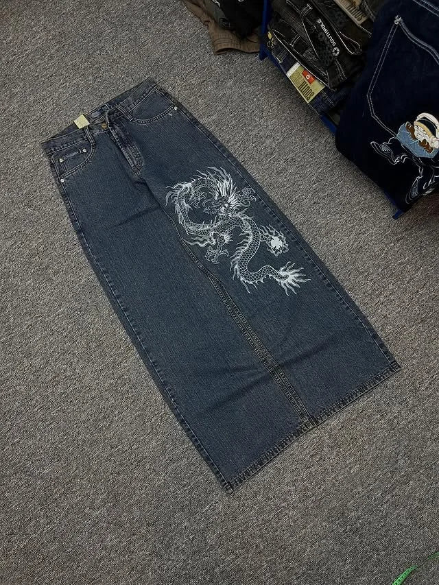 Dragon Print Y2K Baggy Jeans