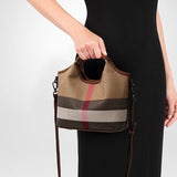 Leather plaid handbag, large-capacity mother bag, shopping basket, one-shoulder handbag