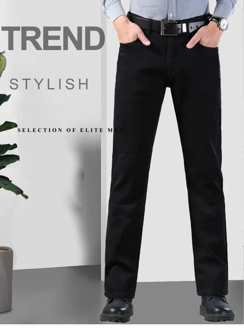 Men’s Classic Black Straight-Leg Stretch Jeans