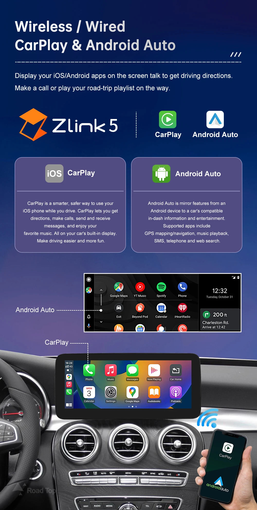 Mercedes Benz W205 GLC CarPlay & Android Auto Screen
