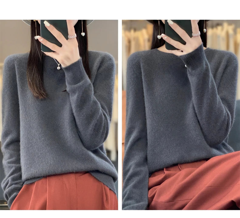 Women's Merino Wool Crew Neck Sweater