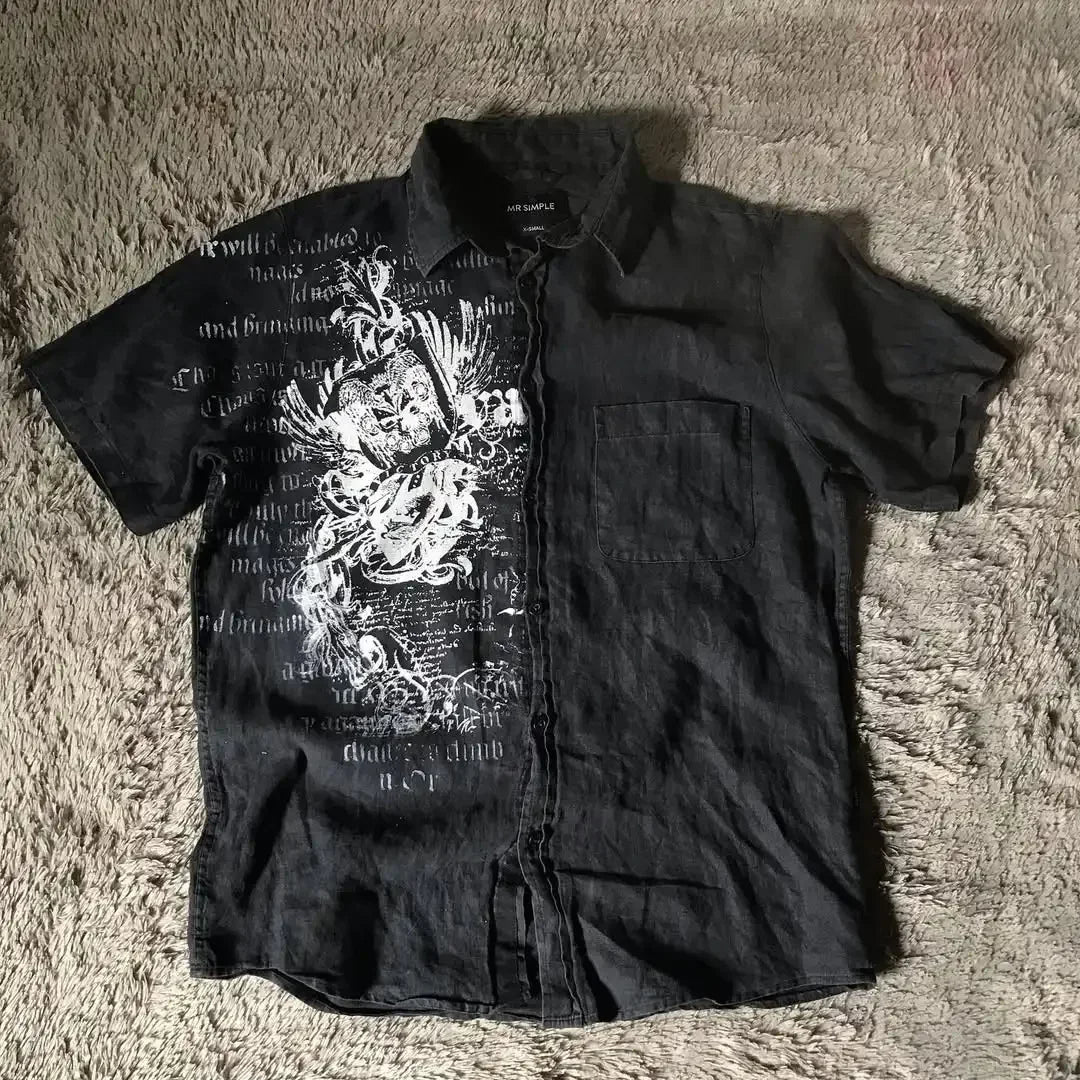Men’s Y2K Gothic Skull Graphic Shirt