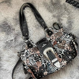 Women Handbag Stitching Leopard Top-handle Shoulder Bag PU Dumpling Pack Multi-pockets Shoulder Bags Phone Money Pack
