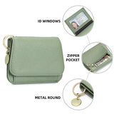 Women Genuine Leather Slim TriFold Wallet Credit Card Holder With Zipper Coin Pouch, ID Window & Keychain