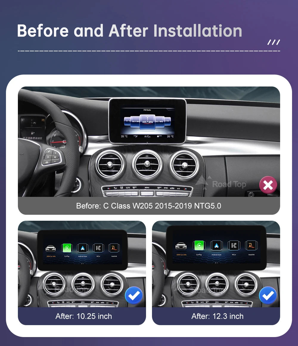 Mercedes Benz W205 GLC CarPlay & Android Auto Screen