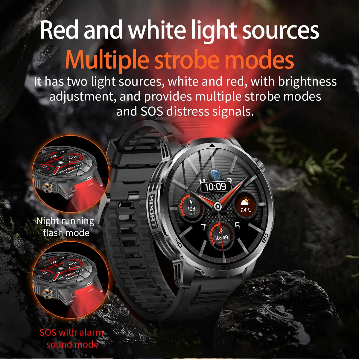 GUHUAVMI AK95 Pro Smartwatch – AMOLED, GPS & Flashlight