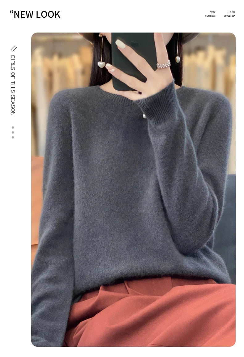 Women's Merino Wool Crew Neck Sweater
