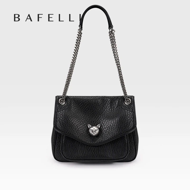 BAFELLI Genuine Leather Chain Bag – Chic Crossbody Tote