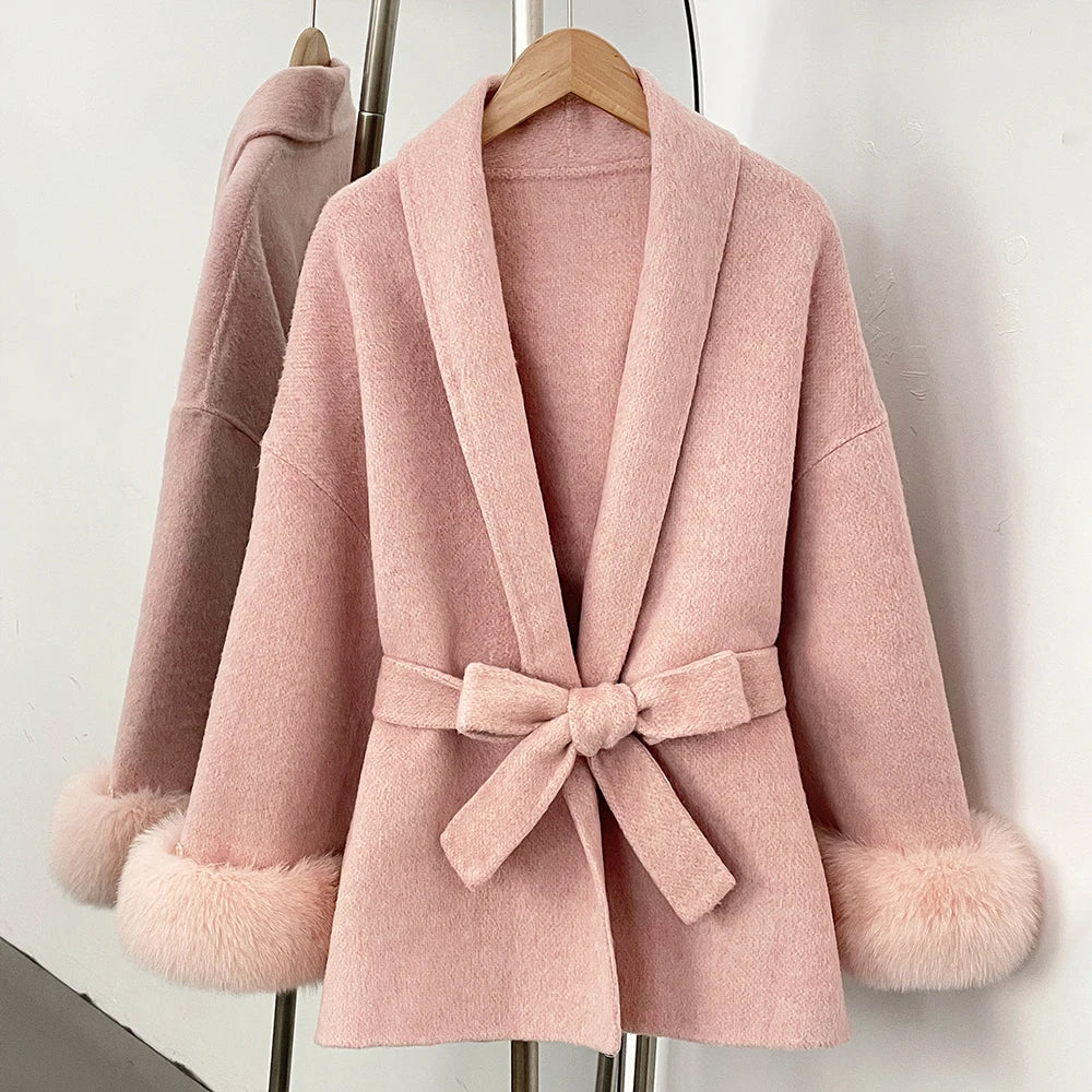 Double-Sided Wool & Fox Fur Jacket