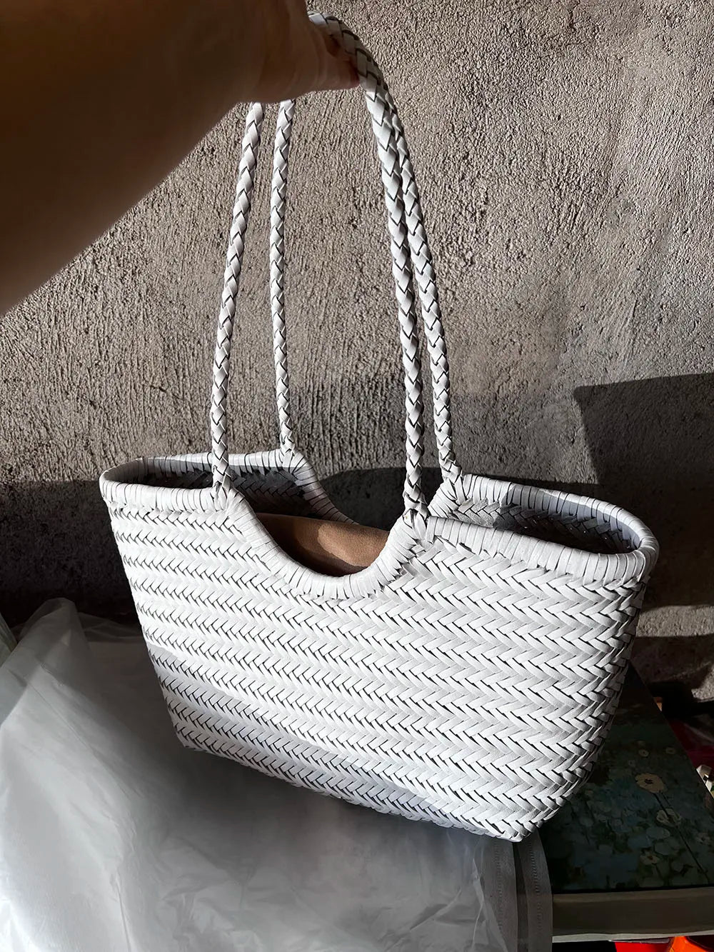 100% Natural Cowhide Weave Handbags Fashion Small Manual Hand Made Ladies Woven Handbag Exquisite Tote Dating Shopping Bags