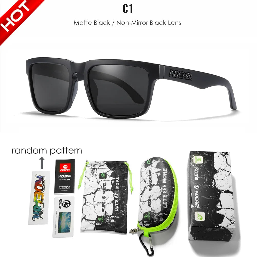KDEAM All Black Men's Sunglasses Polarized And UV400 Protection Lens Driving Fishing Glasses Mirror With Complete Package