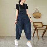Vintage Patchwork Denim Cargo Overalls