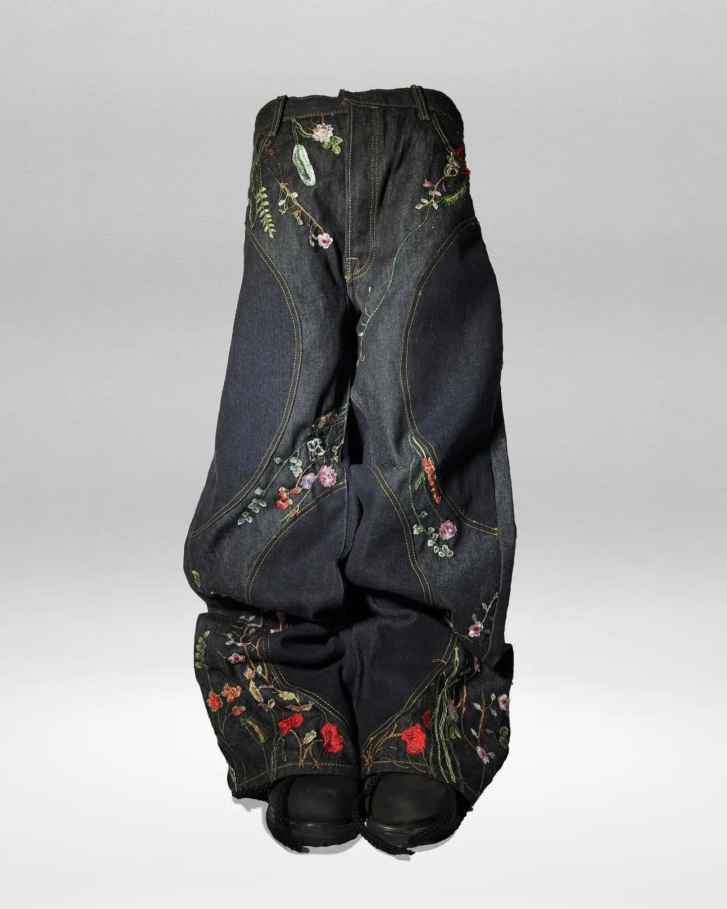 Y2K Floral Embroidery Baggy Jeans