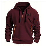 Men’s Printed Fleece Hoodie with Zipper Details