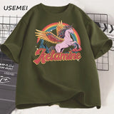 Funny Rainbow Horse T Shirt Casual Cotton Short Sleeve Humor T-Shirt Male Tshirt Crew Neck Summer Harajuku Graphic T Shirts Top