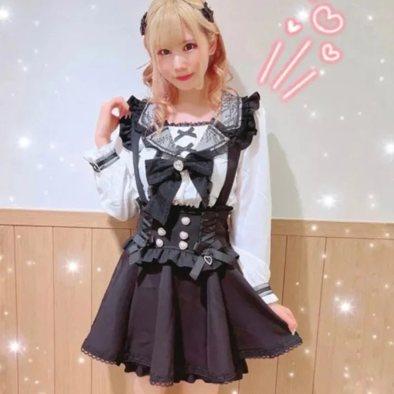 Kawaii Lolita Suspender Skirt Set – Sweet A-Line Mini
