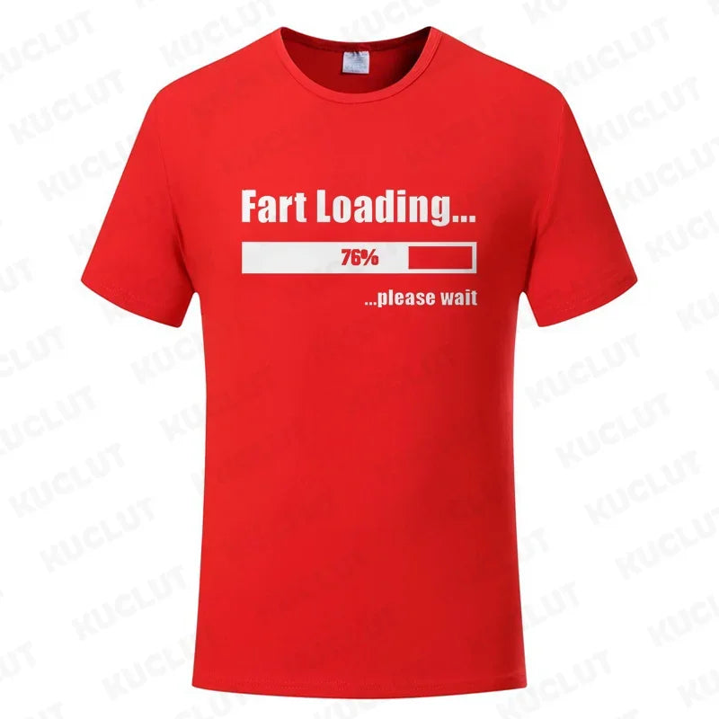 Huge Fart Loading Men's T-shirt Humor Tee Joke Gag Tshirt for Dad Gifts Guys Male Clothes Short Sleeve Tees Funny Graphic Tops