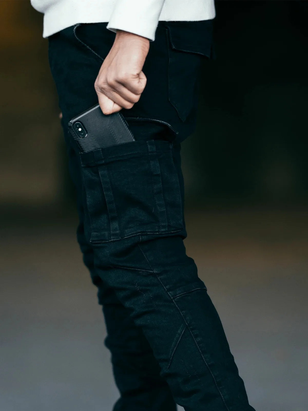 Men's Slim Fit Elastic Denim Cargo Joggers
