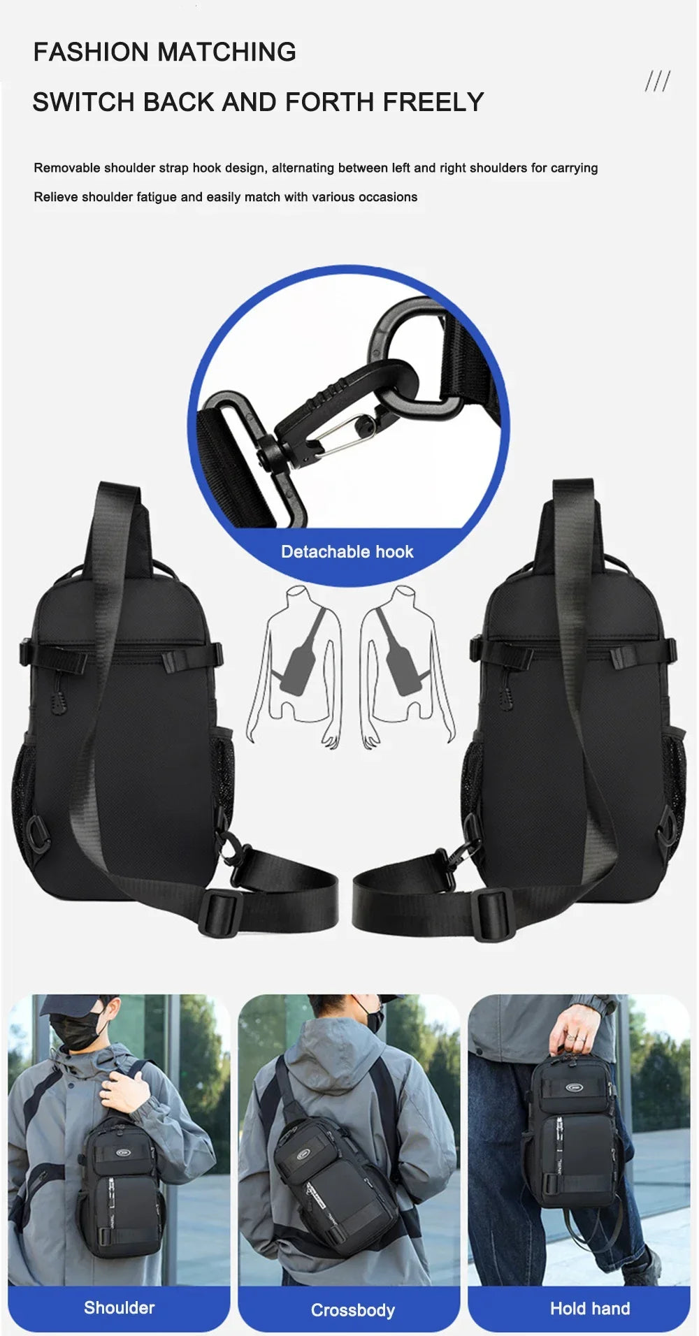 Neutral Crossbody Bags for Men and Women Are Suitable for Travel Use, Including Shoulder Bags and Travel Bags men's chest bag