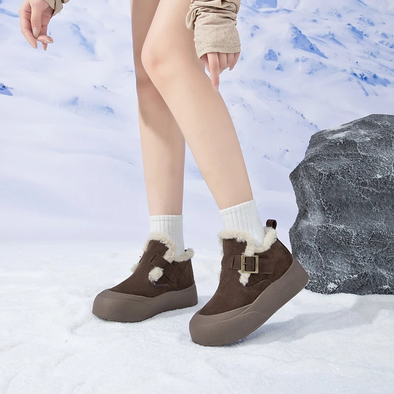 Snow Boots Women Winter Genuine Leather 2025 New Fleece Warm Thick Women's Booties Large Size  Women's Boots