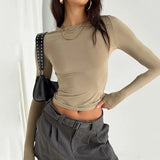 Slim Fit Long Sleeve Base Tee - Solid Casual Pullover