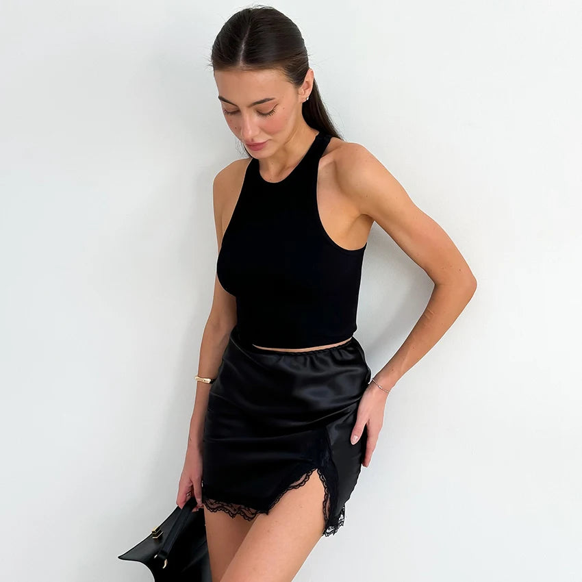Elegant High-Waist Satin Mini Pencil Skirt