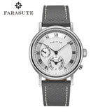 FARASUTE Retro Luxury Alarm Clock Quartz Watch Men Waterproof Night Light Wristwatch Casual Sapphire Stainless Steel Male Reloj