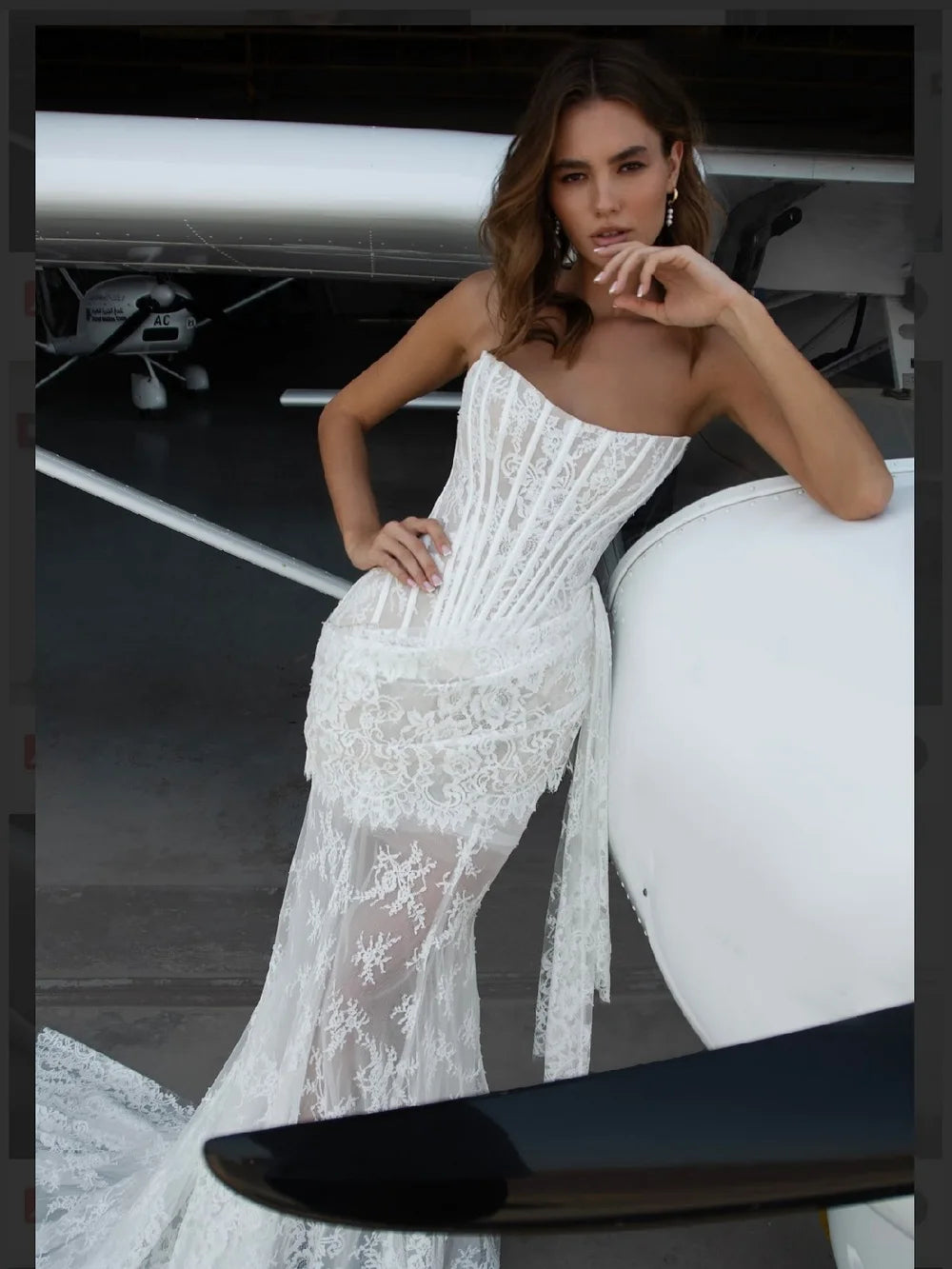 Kyoto Customized Pleated Lace Flower Sheath Wedding Dress Strapless Detachable Train vestidos de novia Exquisite Evening Dresses