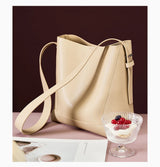 Zency New 2026 TrendyTwo Layer Cow Leather Shopper Shoulder Bag Commuter Large Bucket Handbag Simple High Quality Women Tote Bag