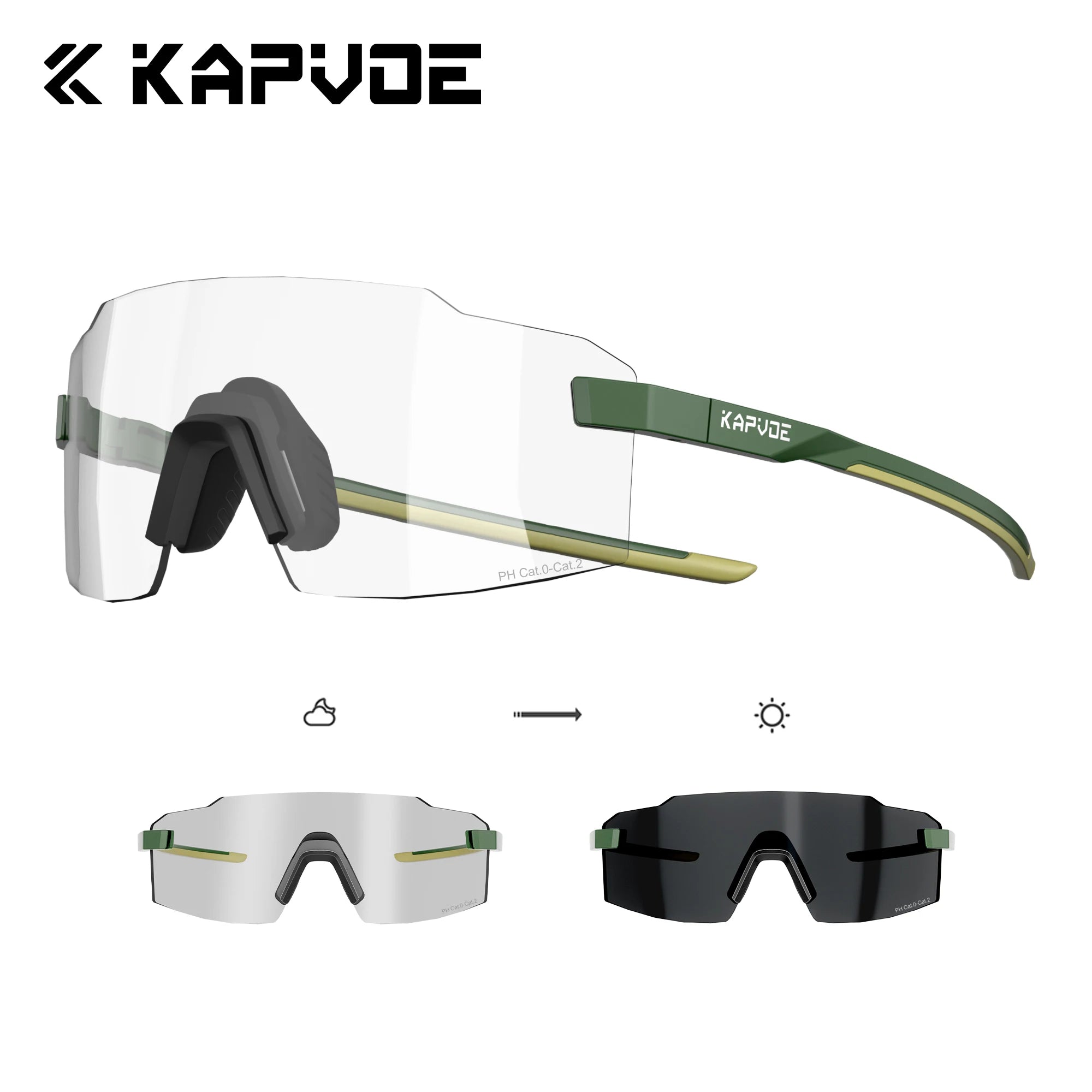 Kapvoe Fashion Sunglasses for Men Photochromic Runnning Glasses Light-Weight Cycling Glasses Bike Women UV400 Hiking Eyewear