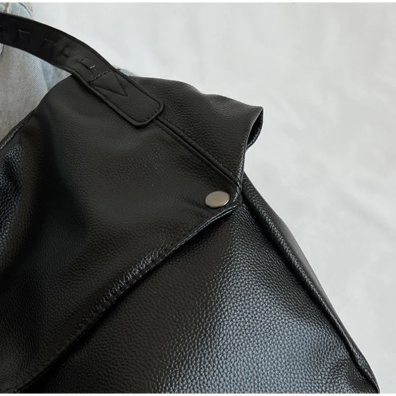 Large Capacity Solid Color Crossbody Shoulder Bag, Fashion Casual Versatile Shopper Tote Bag,Black/White Elegant Women Handbag