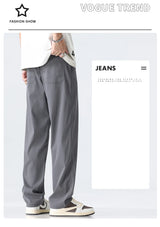 Coffee Ultra-thin Wide Pants Men Lyocell Fabric Breathable Soft Straight Casual Trousers Loose Simple Male Sweatpants