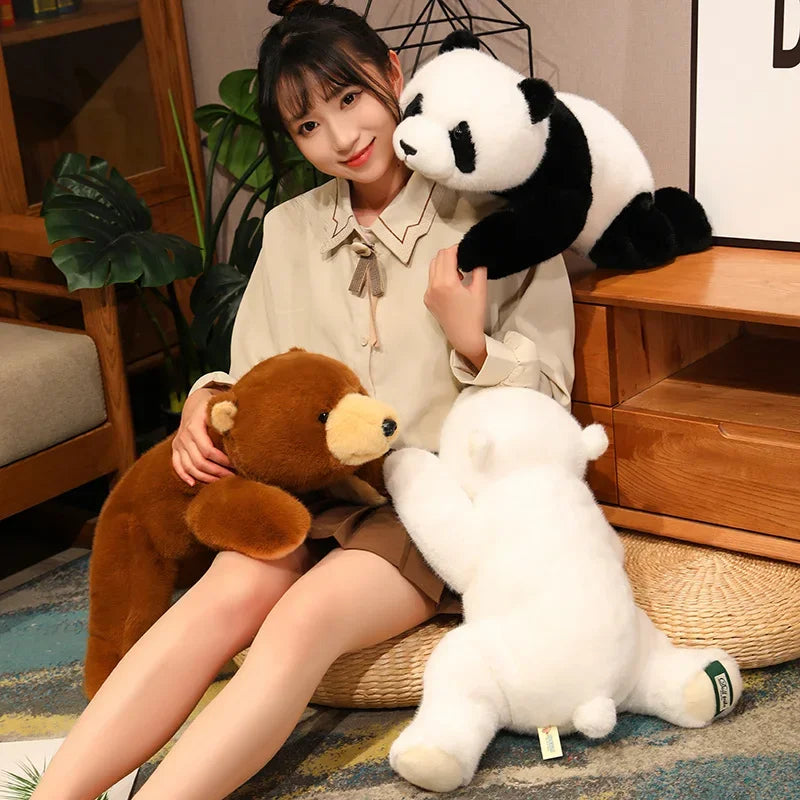 Soft Animal Plush Pillow – Bear & Panda Cuddle Doll