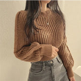 Women's Loose-Fit Crew Neck Knit Sweater