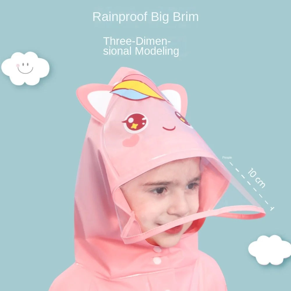 Kids' Whimsical Waterproof Raincoat with Backpack Space