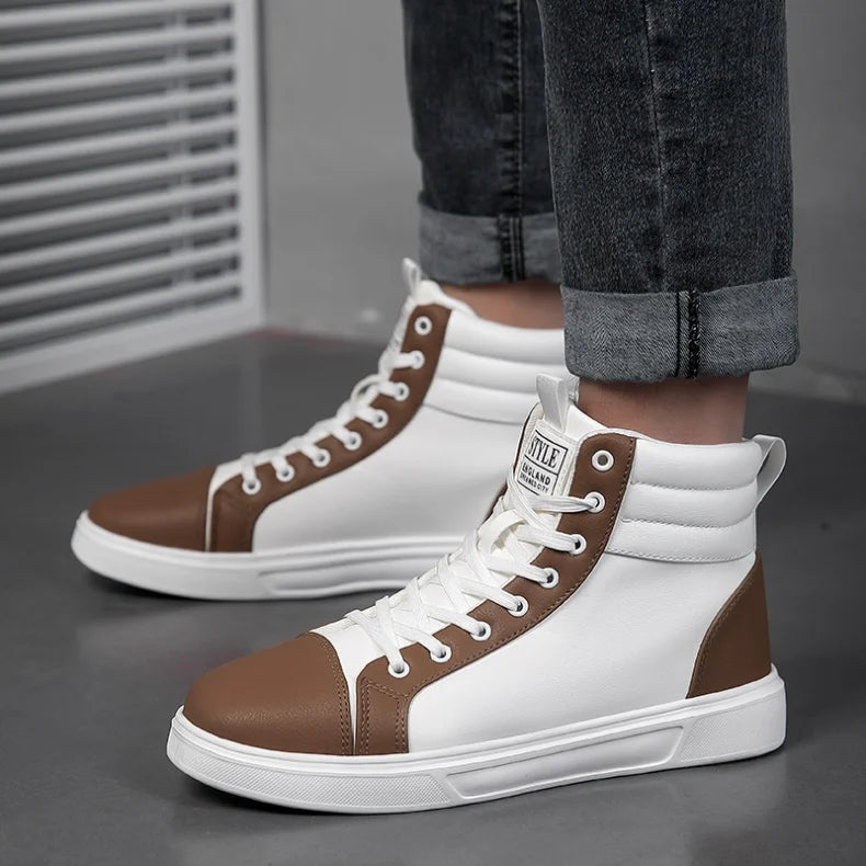 2026 Spring Fashion Red Men's Sneakers High Top Skateboarding Shoes for Men Women Comfortable Unisex Leather Sneakers Size 35-46
