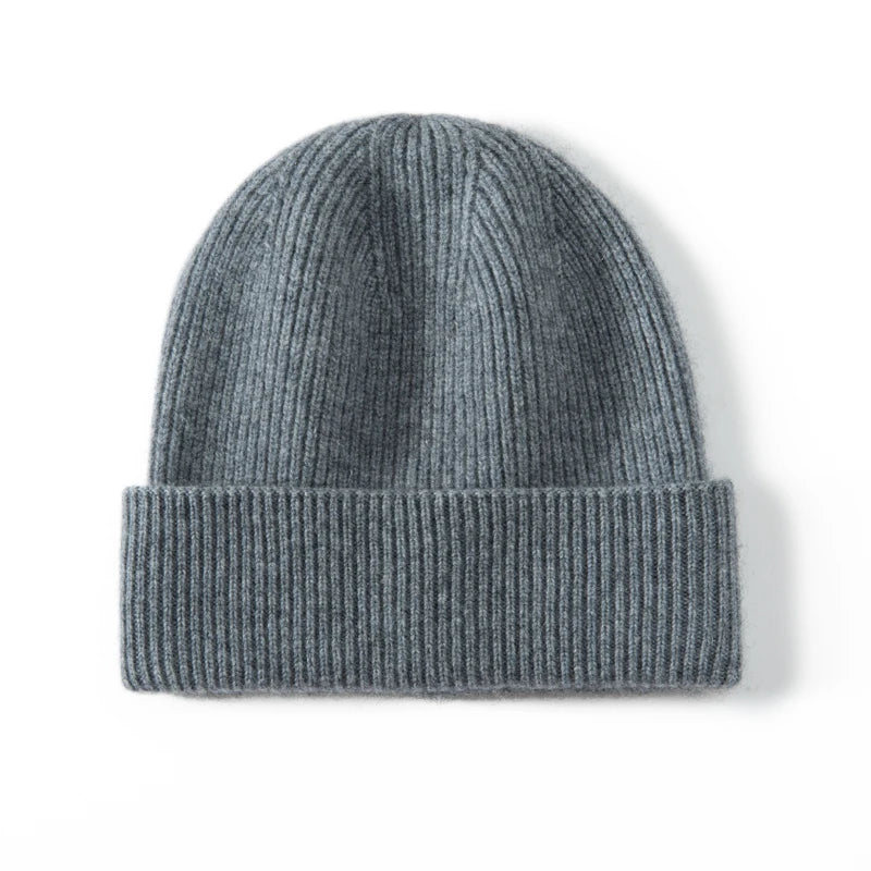 MERRILAMB 100% Cashmere Knit Beanie – Unisex Winter Hat