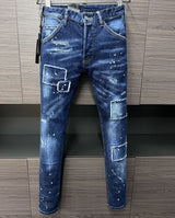 ICON BRAND Men Jeans Dsq2 Denim Pants Hole Slim Pencil Trousers Buttons Party Clothes coolguy D2 JEANS for husband blue