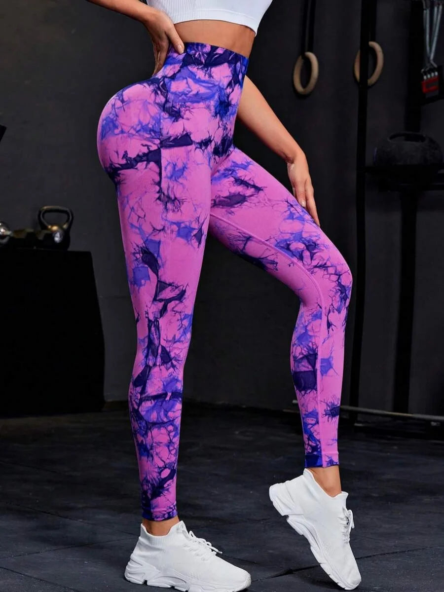 Women's 3D Tie-Dye Seamless Push-Up Leggings