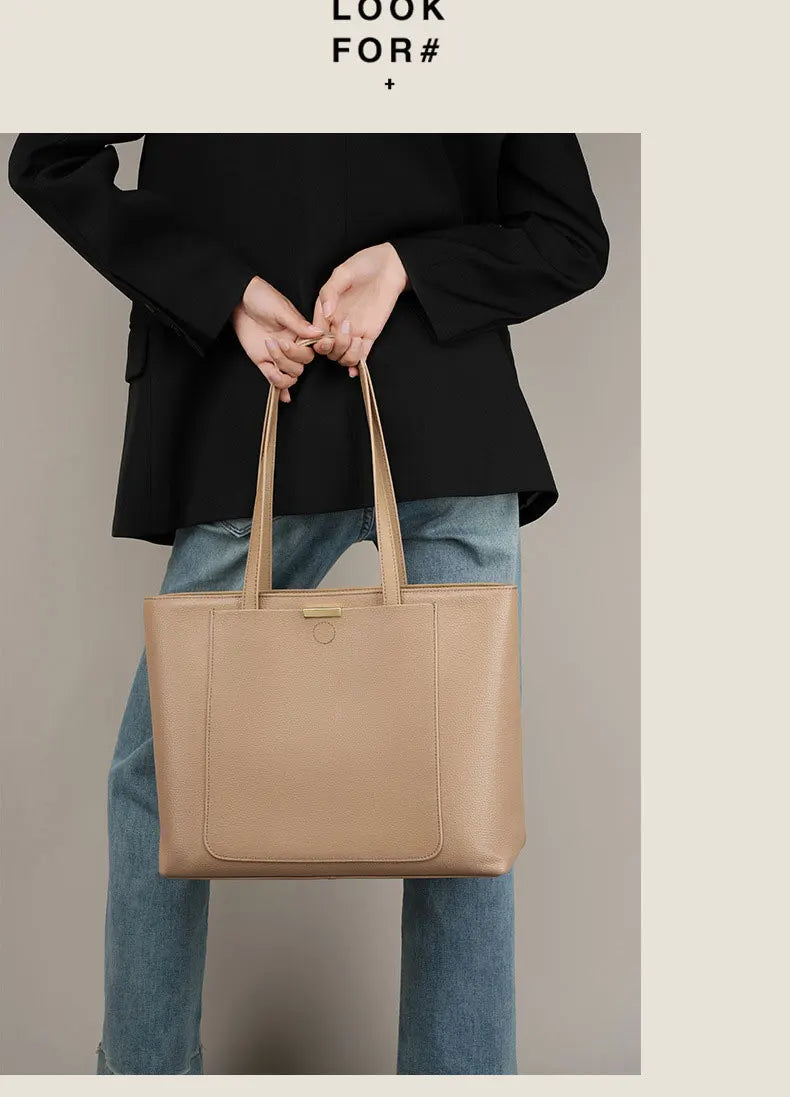 100% Genuine Leather Women's Bag Large Capacity Simple Fashion Cowhide Women Shoulder Bag Female Storage Handbag 2328