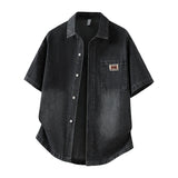Men's Denim Shirt Summer Fashion Breathable Cotton Blend Short Sleeve Shirt Street Trendy Daily Outing Comfortable Jean Shirt
