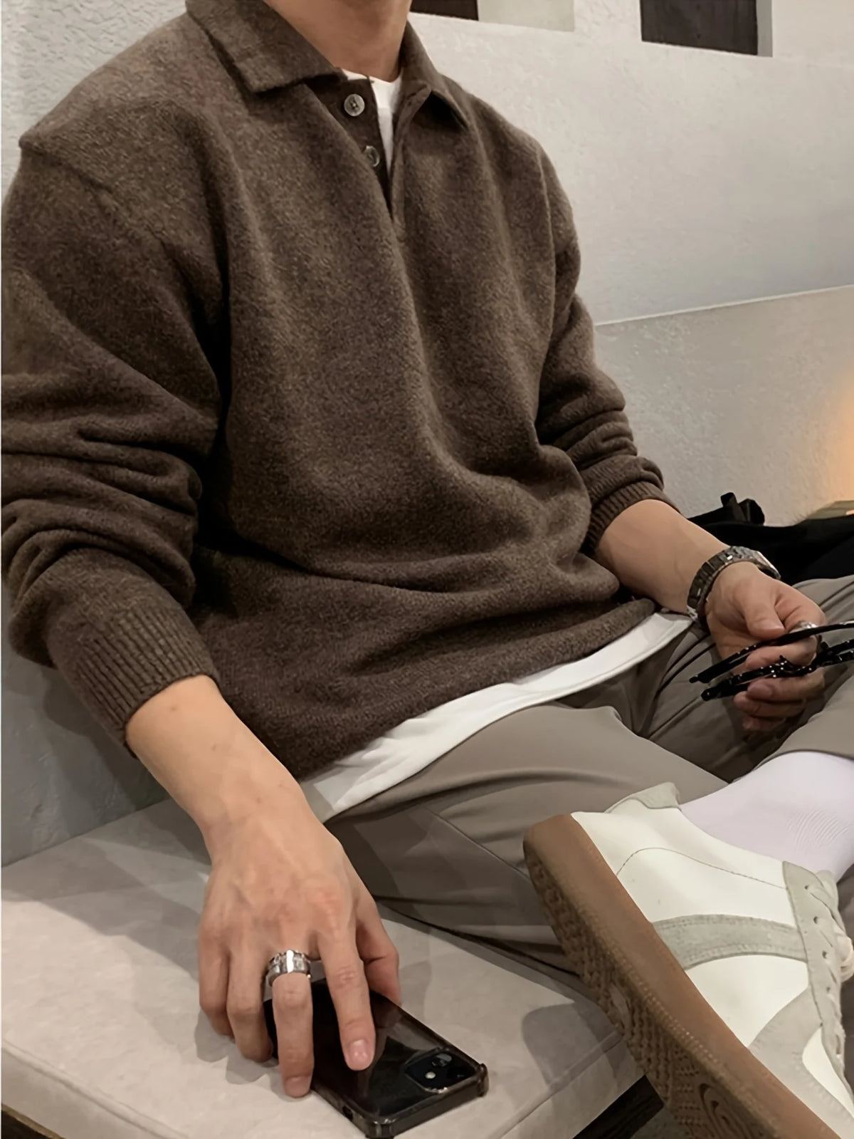 Men’s Geometric Knit Pullover Sweater